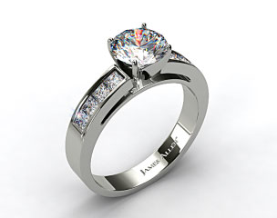 14k White Gold Channel Set Princess Shaped Engagement Ring